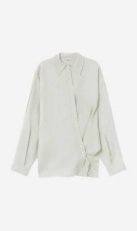 Silk Laundry | Wool Silk Cross Over Shirt - Off White made by Silk Laundry
