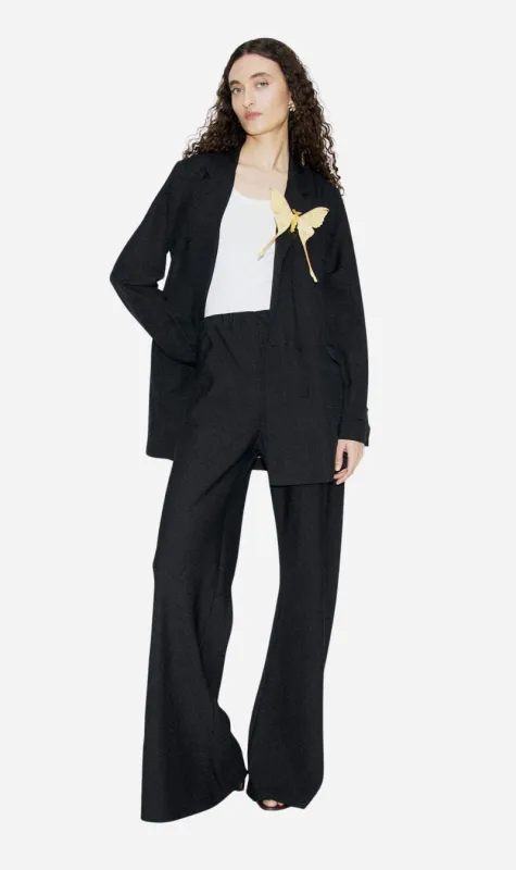 Silk Laundry | Wool Silk Wide Leg Bias Cut Pants - Black sold by Sisters & Co