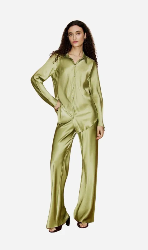 Silk Laundry | Bias Cut Shirt - Sage sold by Sisters & Co