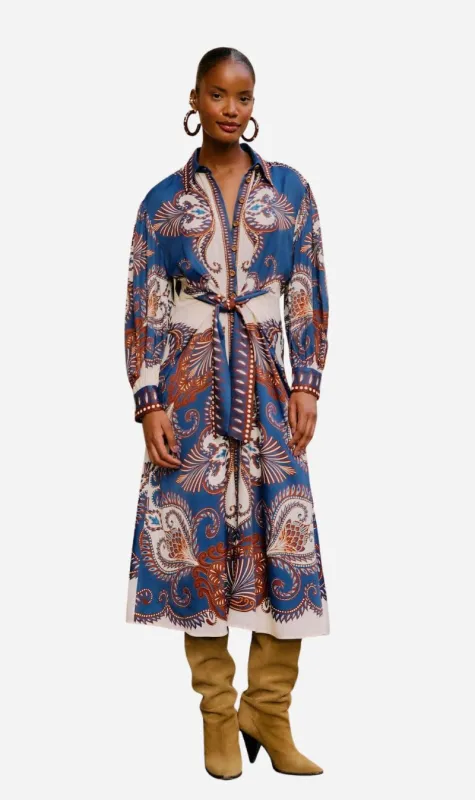 Farm Rio | Midi Dress - Arabesque Blue sold by Sisters & Co