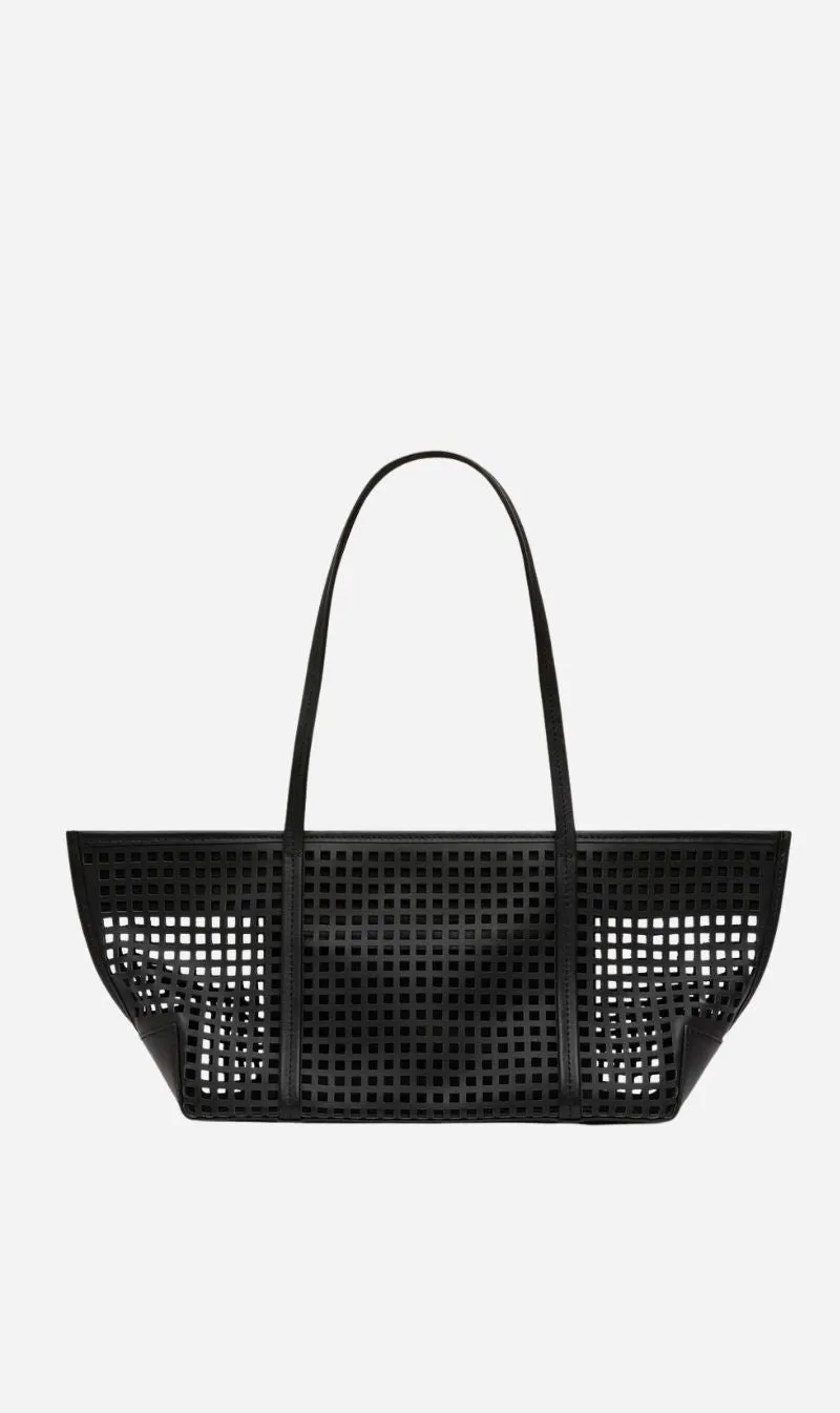 St Agni | Perforated Slim Bateau Tote - Black sold by Sisters & Co