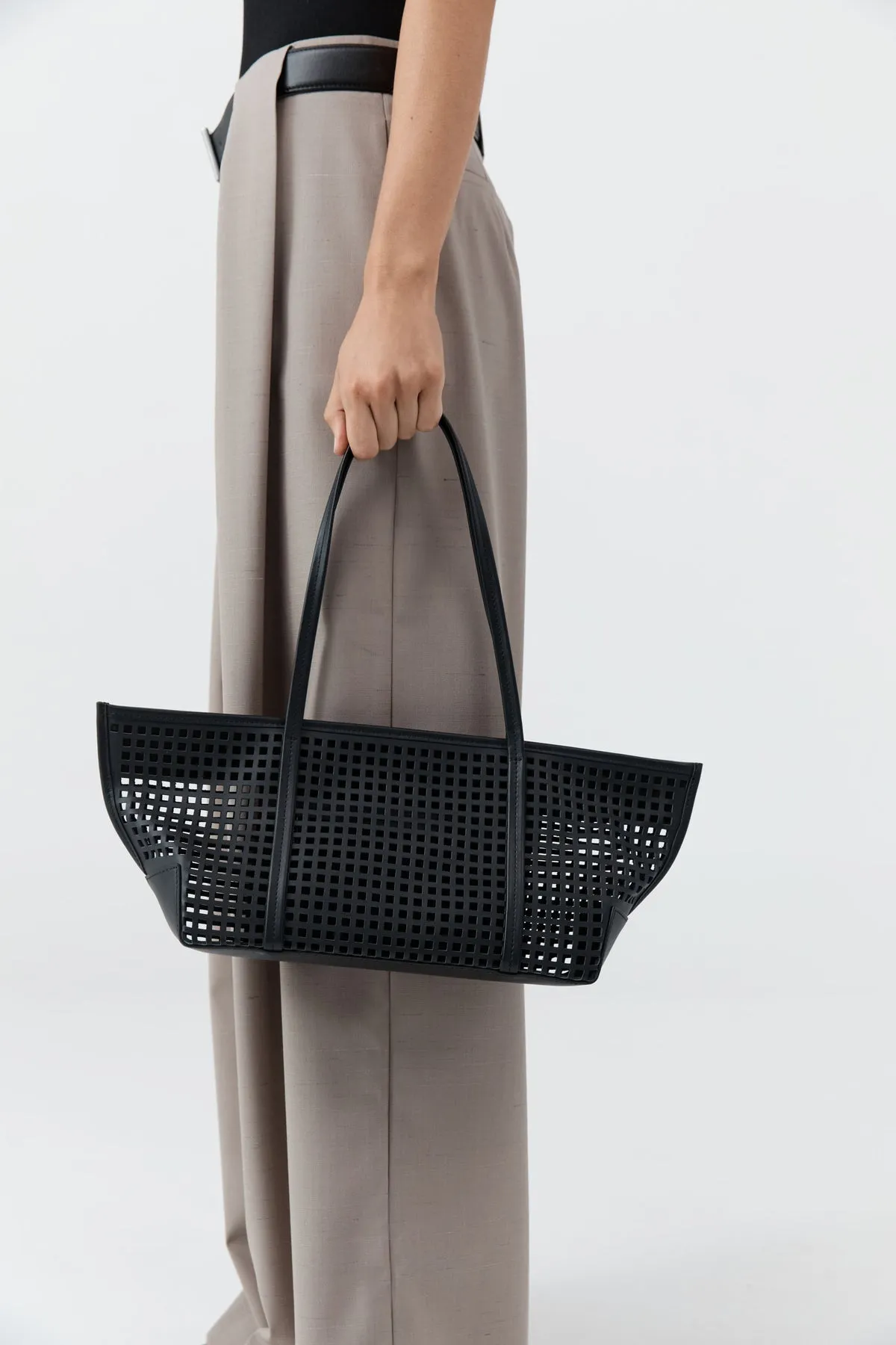 St Agni | Perforated Slim Bateau Tote - Black sold by Sisters & Co product image thumbnail 3