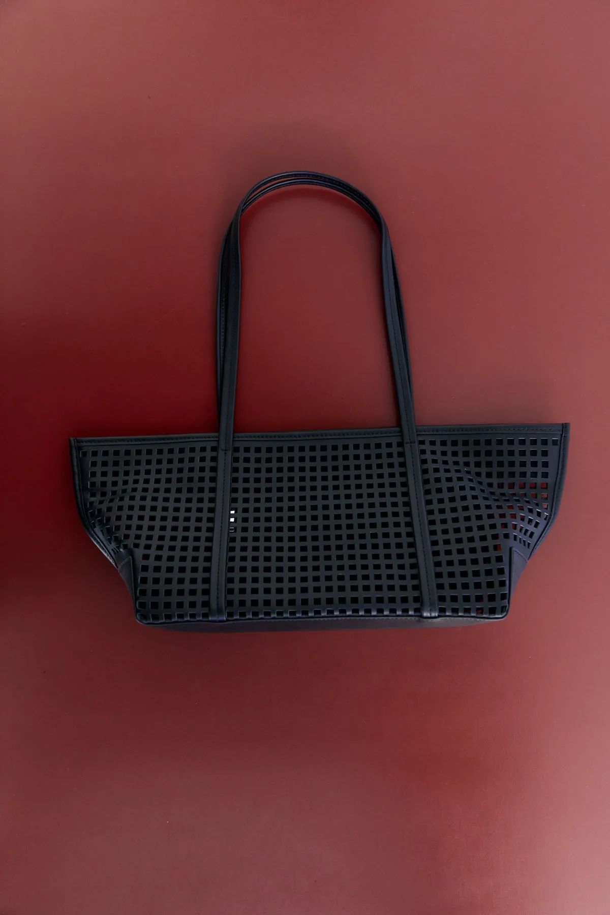 St Agni | Perforated Slim Bateau Tote - Black sold by Sisters & Co product image thumbnail 5
