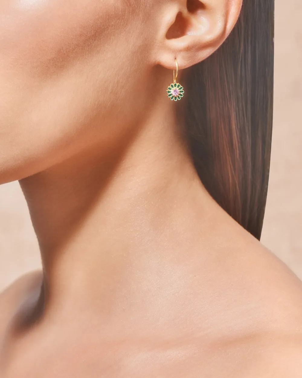 Tityaravy | Sai Enamel Earrings - Pink Tormaline sold by Sisters & Co product image thumbnail 3