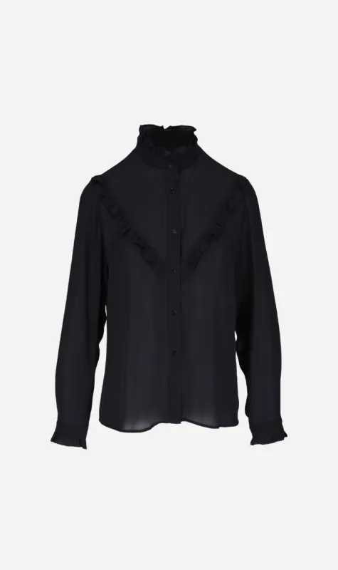Nili Lotan | Marcela Shirt - Black sold by Sisters & Co