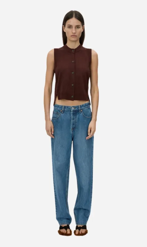 Camilla and Marc | Cardinal Sleeveless Cardigan - Chocolate made by camilla & marc