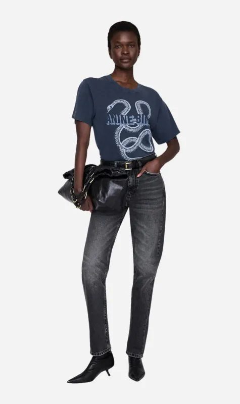 Anine Bing | Lili Tee Snake - Washed Black sold by Sisters & Co