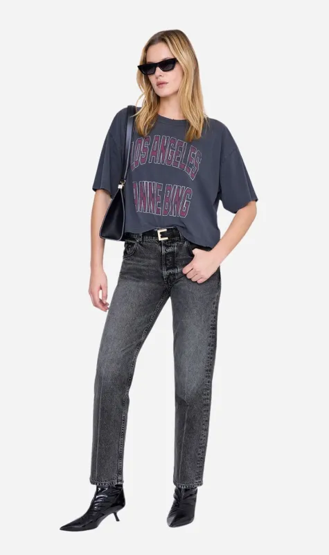 Anine Bing | Johnny Cropped Tee - Washed Black made by Anine Bing