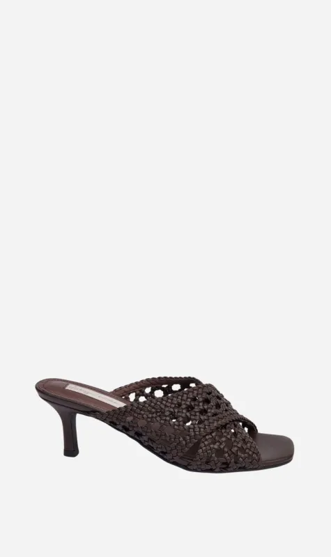 Kathryn Wilson | Lila Woven Heel - Chocolate sold by Sisters & Co