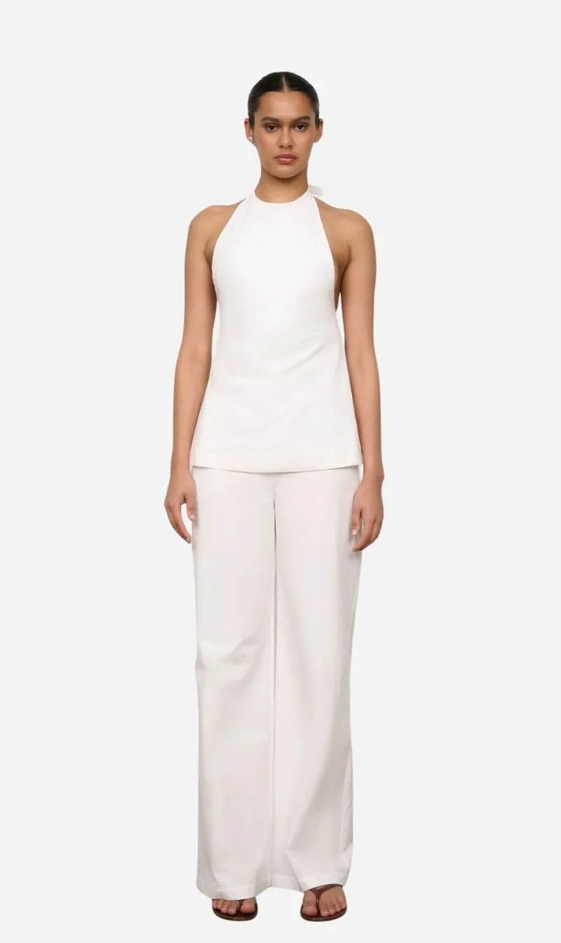 One of Others | Bea Belted Pant - White sold by Sisters & Co