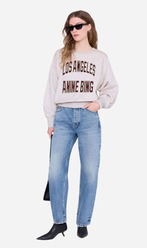 Anine Bing | Harry Shrunken Sweatshirt LA - Oatmeal Melange made by Anine Bing