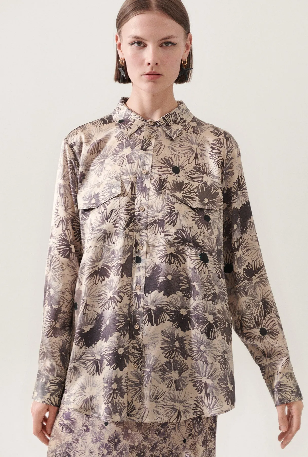Silk Laundry | Boyfriend Silk Shirt - Aster Floral sold by Sister & Co product image thumbnail 2