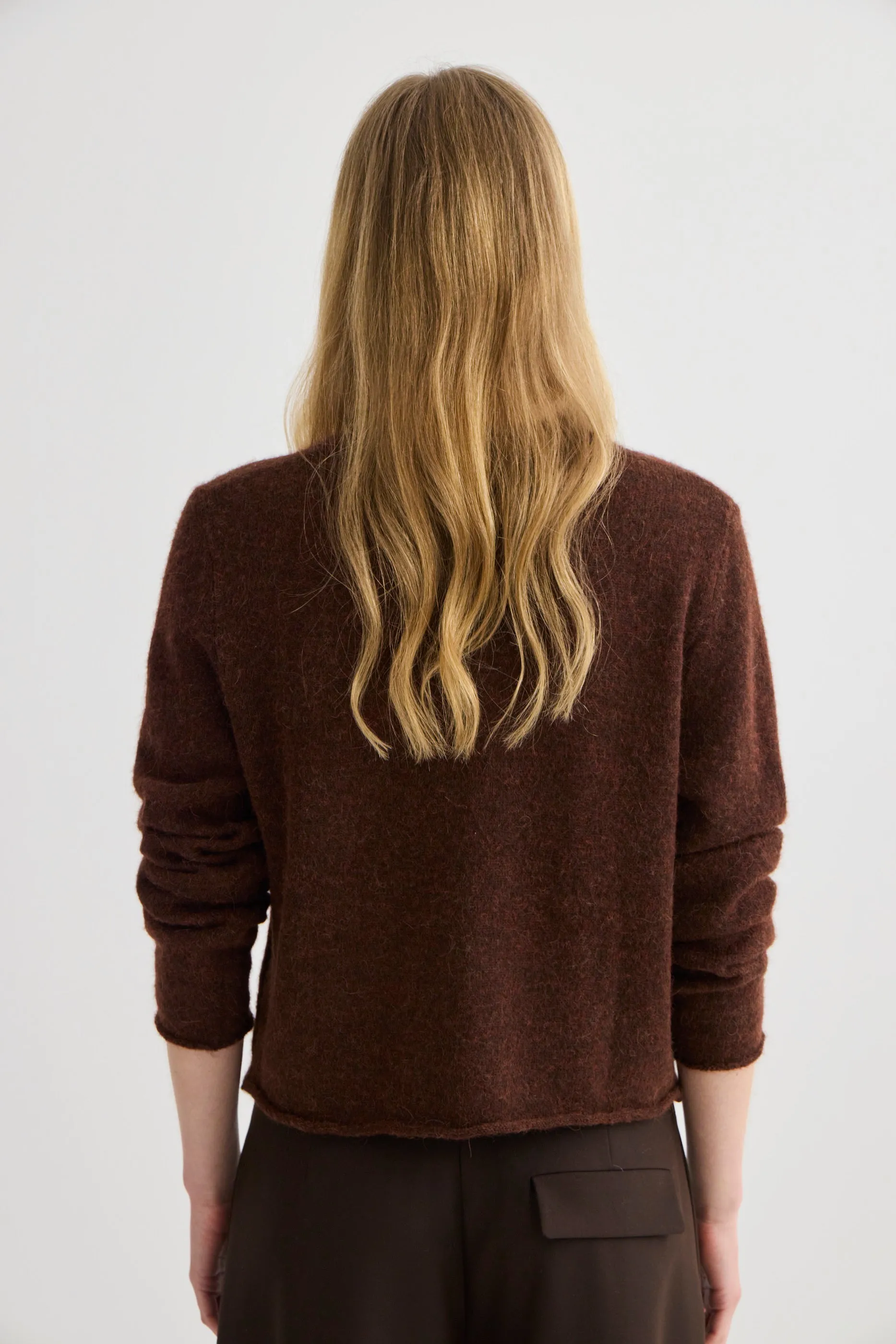 Laing | Alpaca Cropped Cardigan - Mahogany Marle sold by Sisters & Co product image thumbnail 4