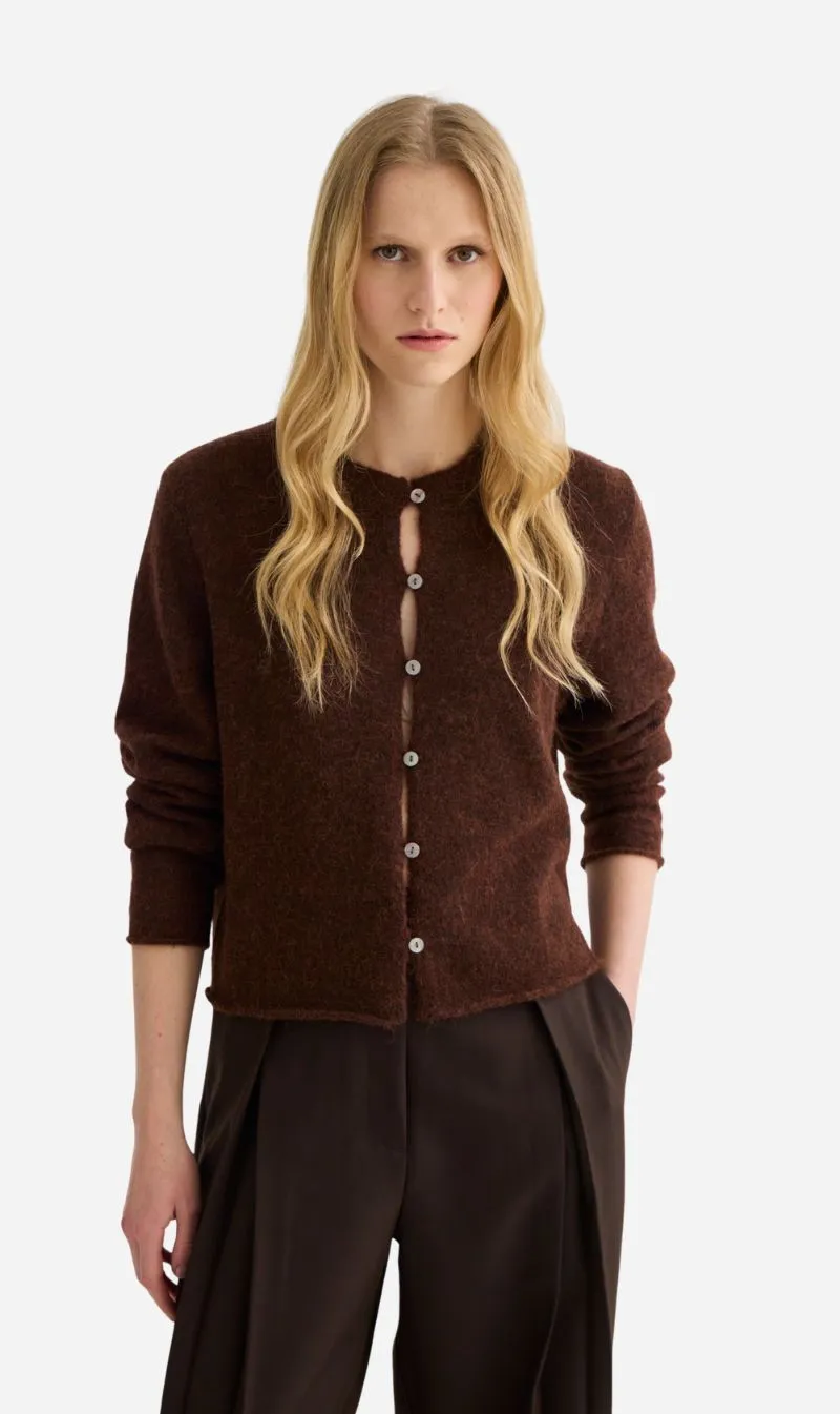 Laing | Alpaca Cropped Cardigan - Mahogany Marle sold by Sisters & Co