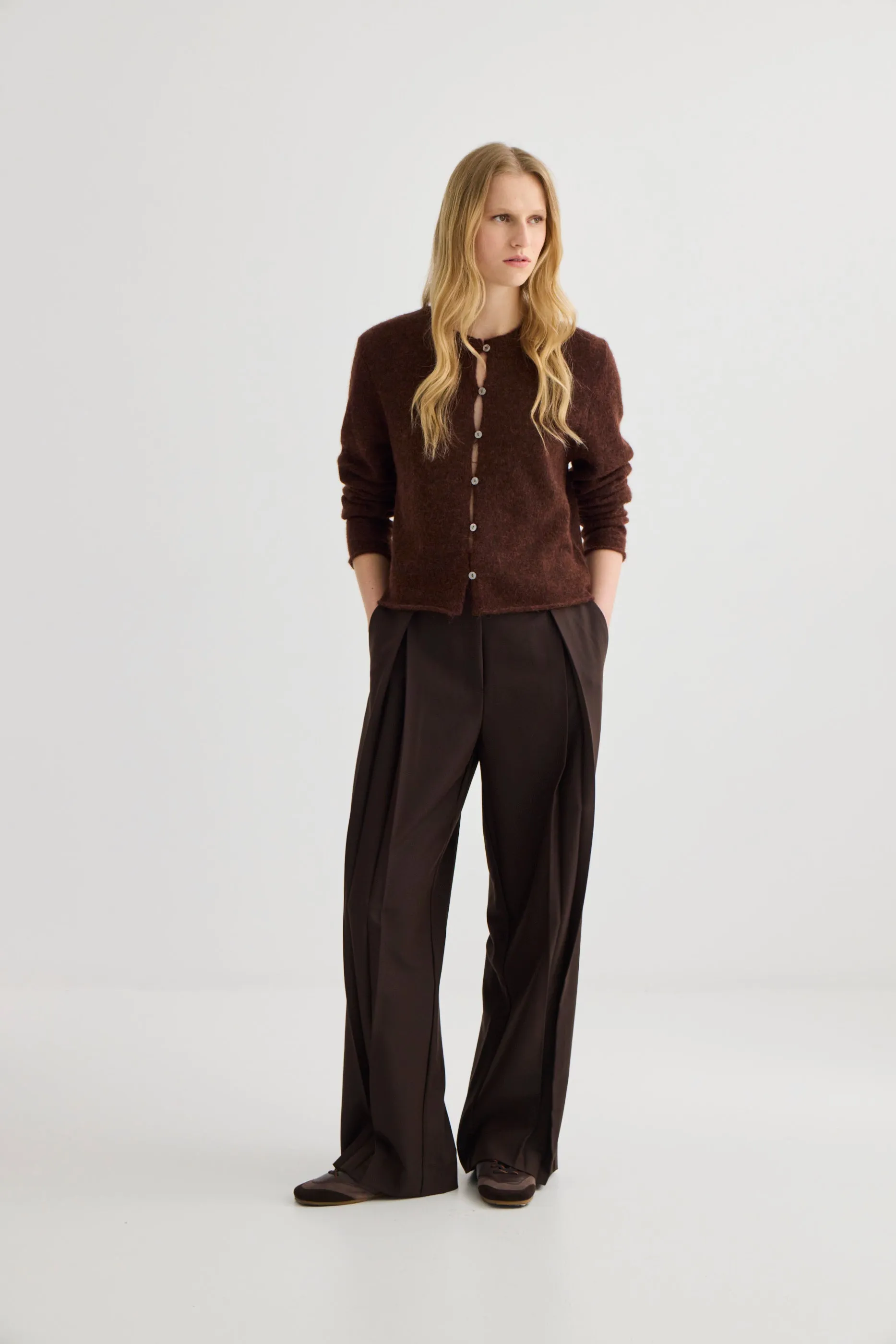 Laing | Alpaca Cropped Cardigan - Mahogany Marle sold by Sisters & Co product image thumbnail 2