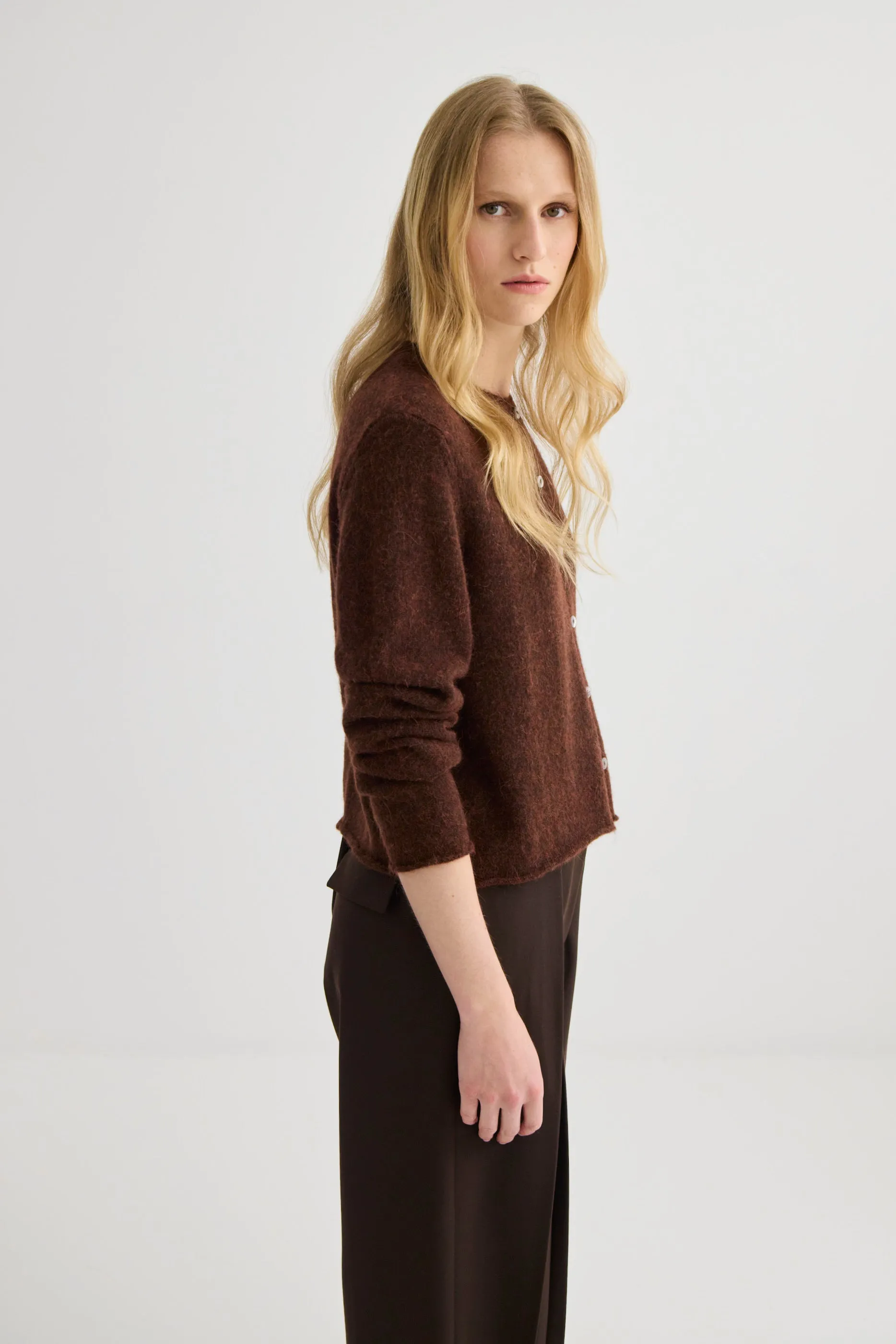 Laing | Alpaca Cropped Cardigan - Mahogany Marle sold by Sisters & Co product image thumbnail 3