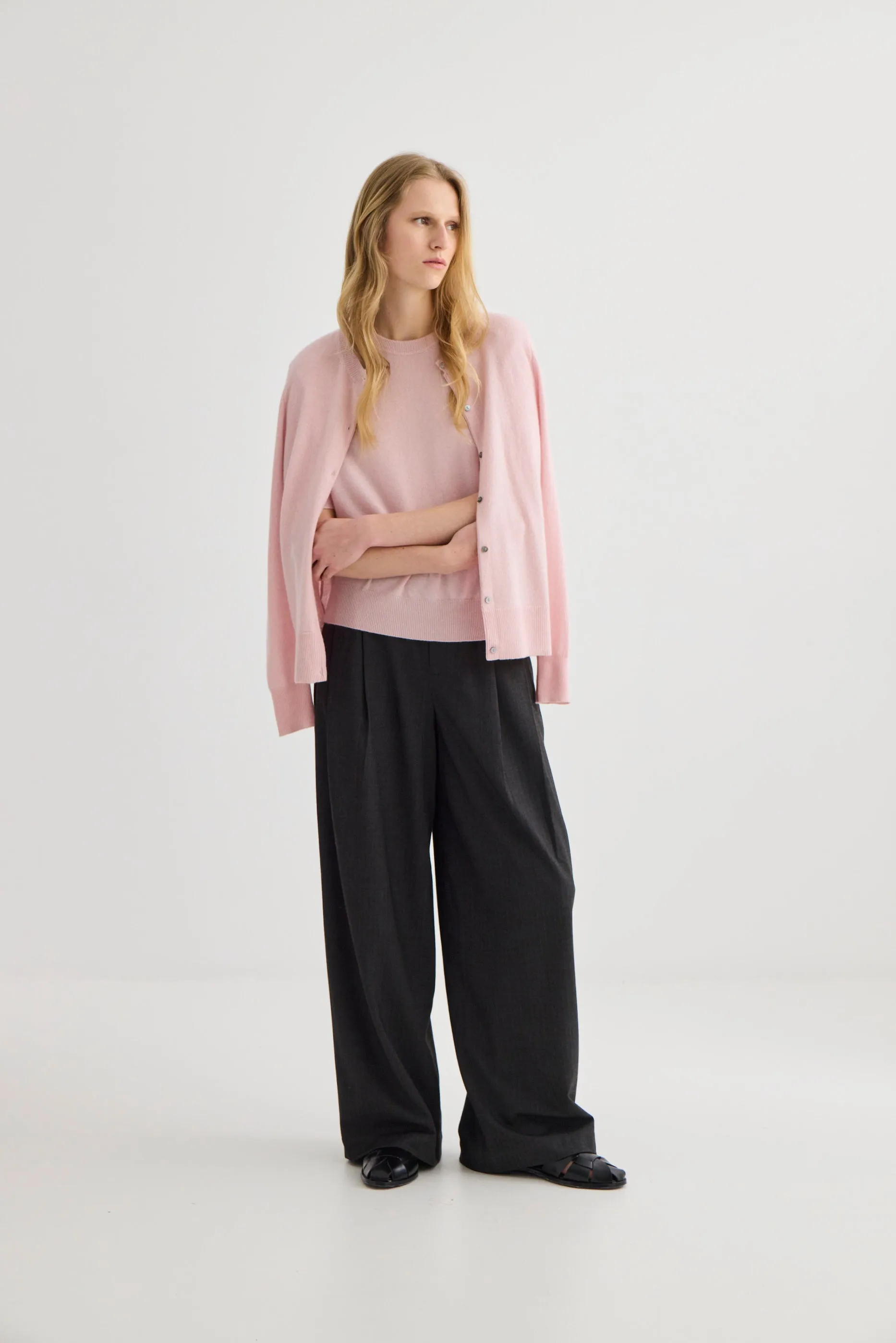 Laing | Cashmere Crewneck Cardigan - Blush sold by Sisters & Co product image thumbnail 3