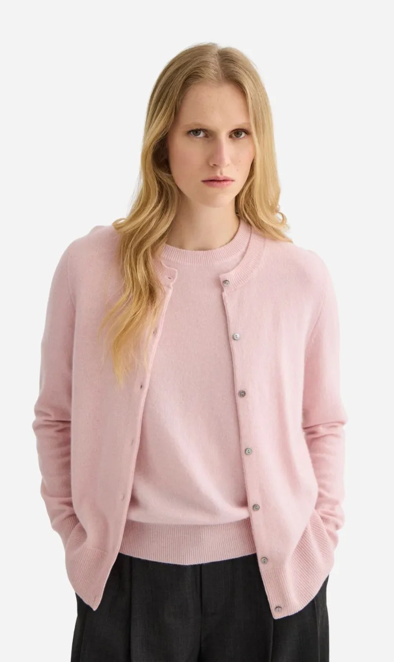 Laing | Cashmere Crewneck Cardigan - Blush sold by Sisters & Co
