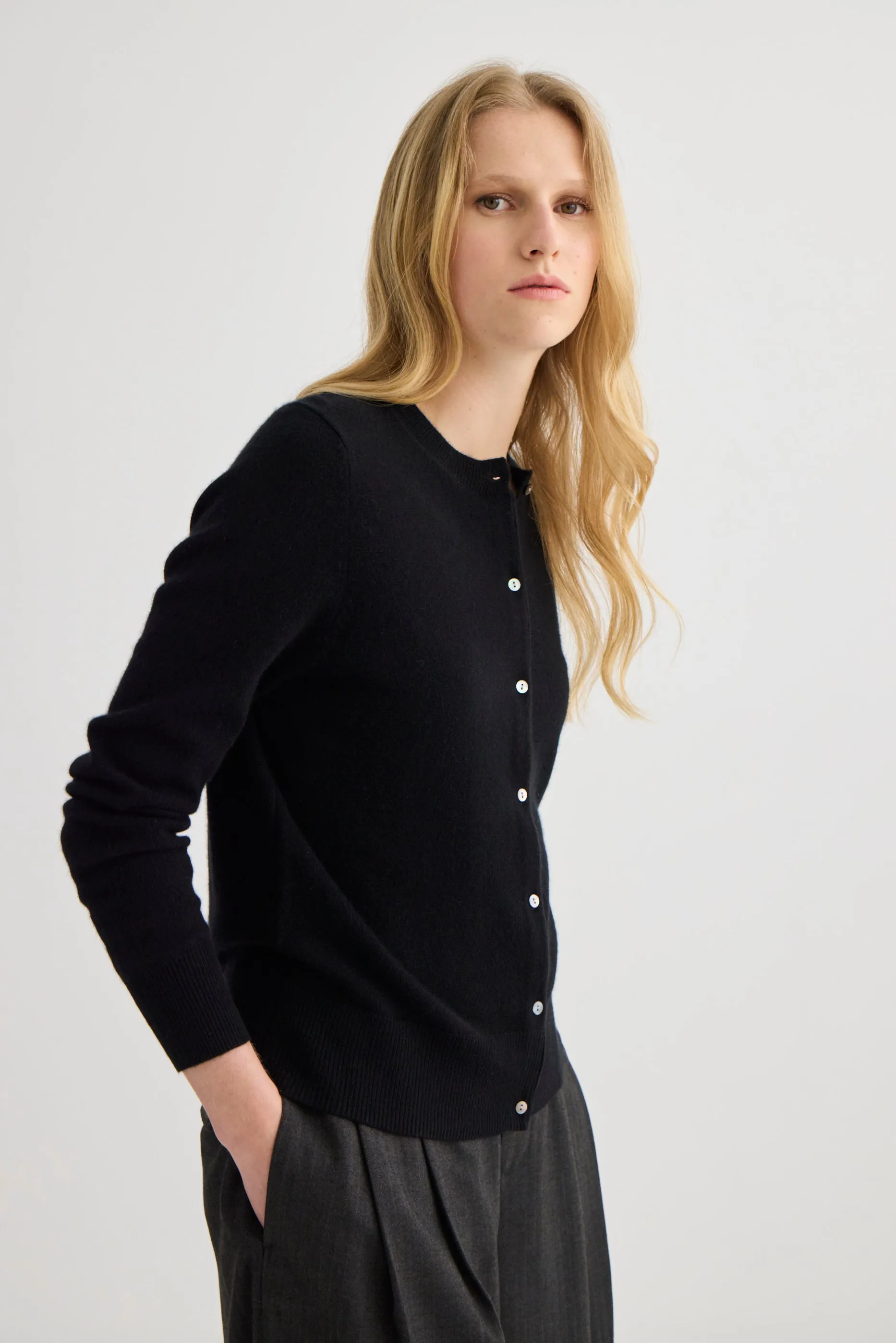Laing | Cashmere Crewneck Cardigan - Black sold by Sisters & Co product image thumbnail 3
