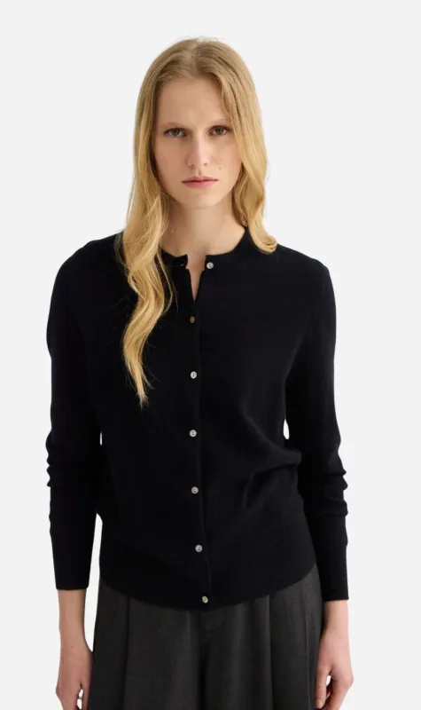 Laing | Cashmere Crewneck Cardigan - Black made by Sisters & Co