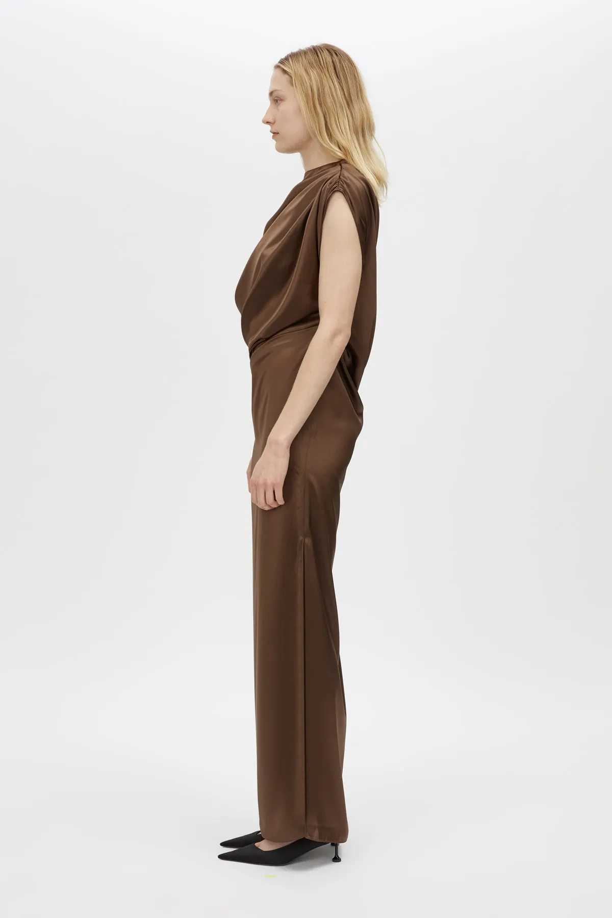 Camilla and Marc | Elowyn Drape Detail Midi Dress - Espresso sold by Sisters & Co product image thumbnail 4