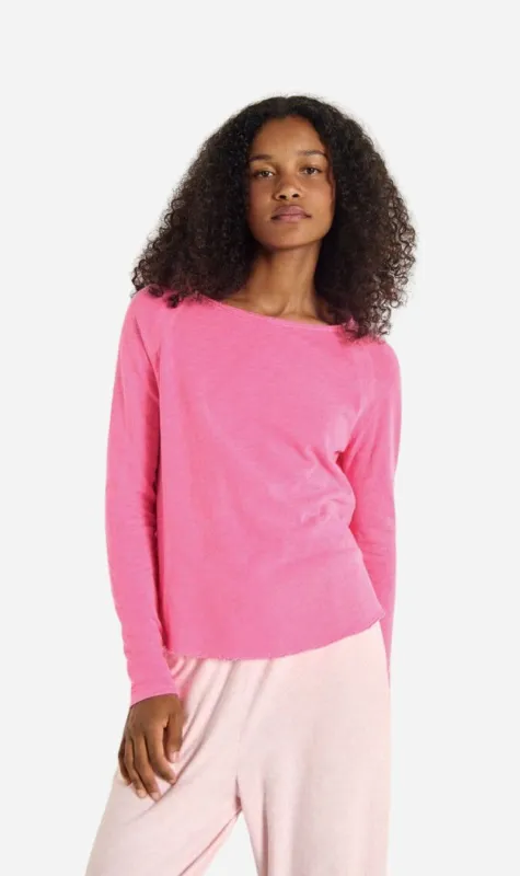 American Vintage | Sonoma Long Sleeve T.Shirt - Fluro Acid Pink made by American Vintage