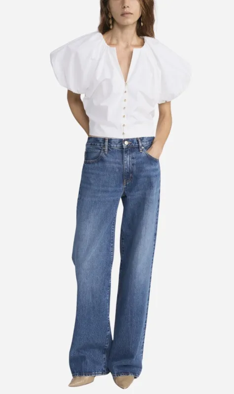 Frame Denim | The Dramatic Sleeve Blouse - White sold by Sisters & Co
