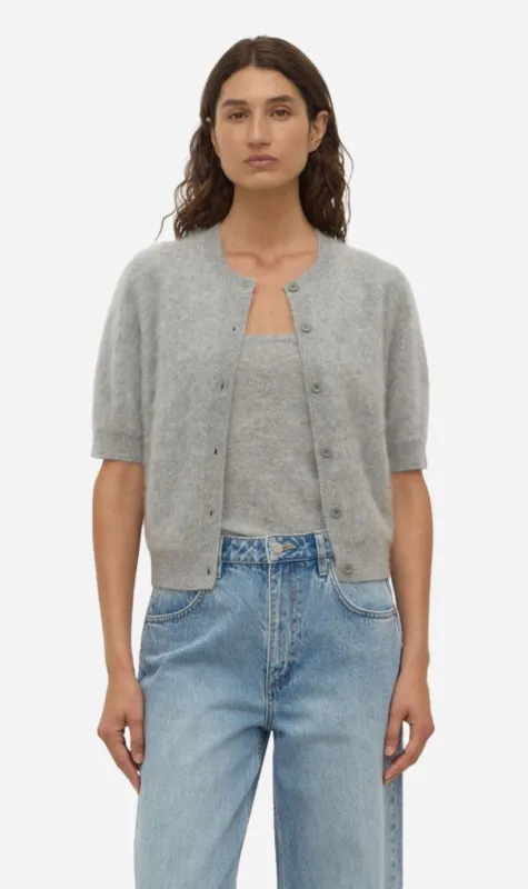 Assembly Label | Carina Wool Short Sleeve Cardigan - Grey Marle made by Assembly Label