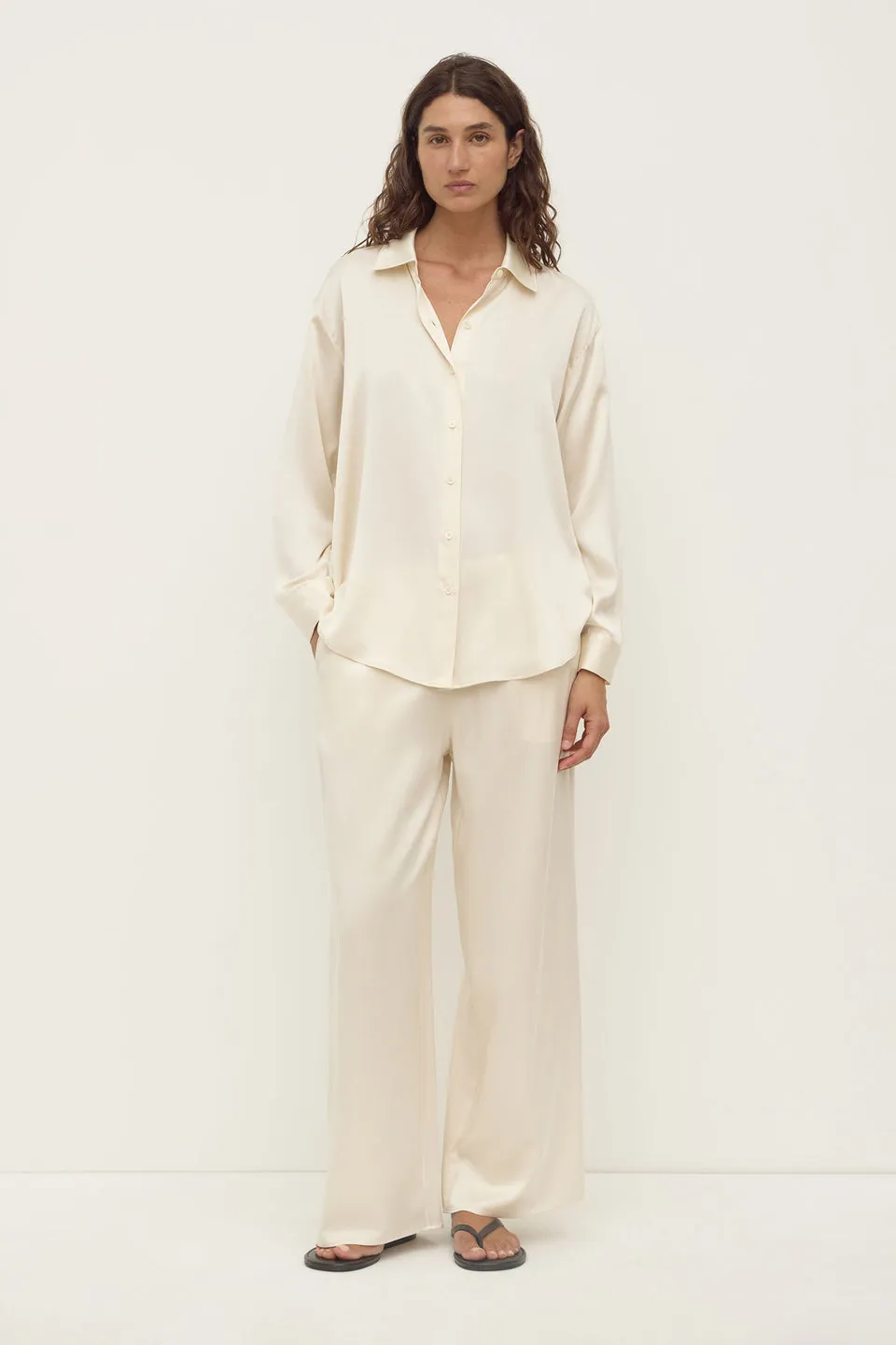Assembly Label | Pippa Silk Long Sleeve Shirt - Cream sold by Sisters & Co product image thumbnail 2