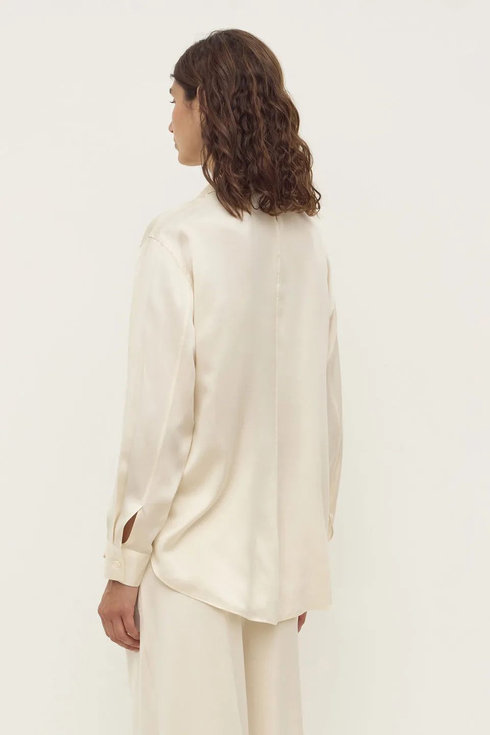 Assembly Label | Pippa Silk Long Sleeve Shirt - Cream sold by Sisters & Co product image thumbnail 5