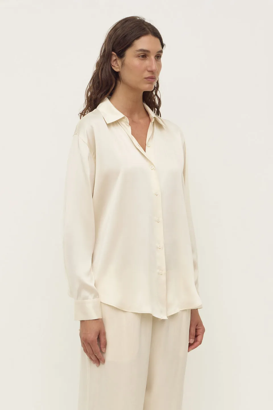 Assembly Label | Pippa Silk Long Sleeve Shirt - Cream sold by Sisters & Co product image thumbnail 4