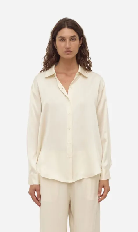 Assembly Label | Pippa Silk Long Sleeve Shirt - Cream sold by Sisters & Co