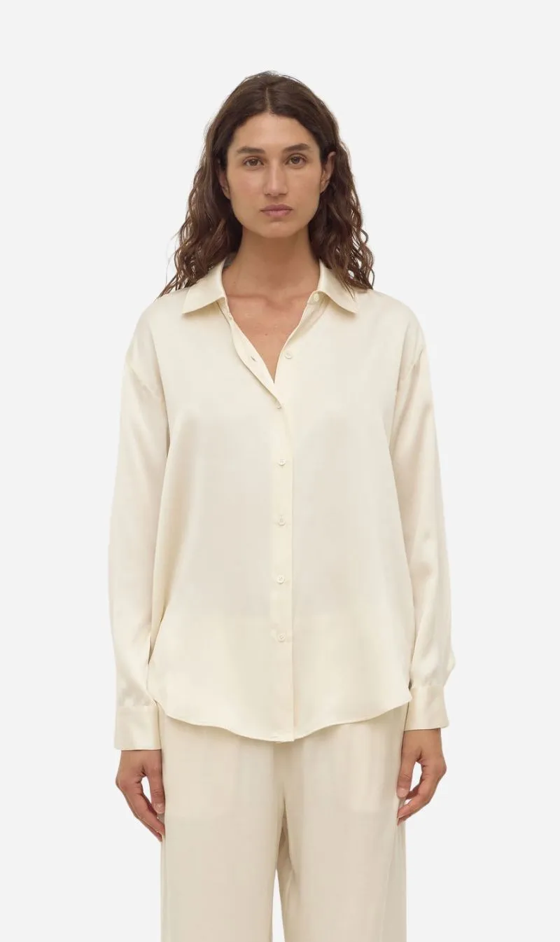 Assembly Label | Pippa Silk Long Sleeve Shirt - Cream sold by Sisters & Co