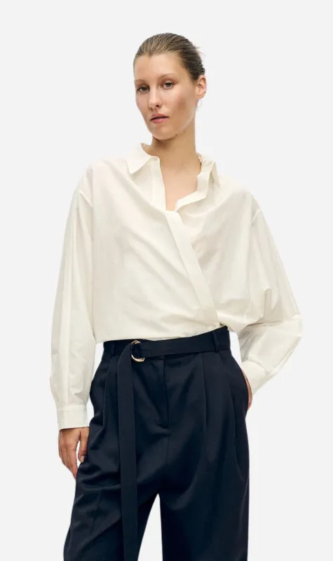 Silk Laundry | Cotton Silk Wrap Shirt - White made by Silk Laundry