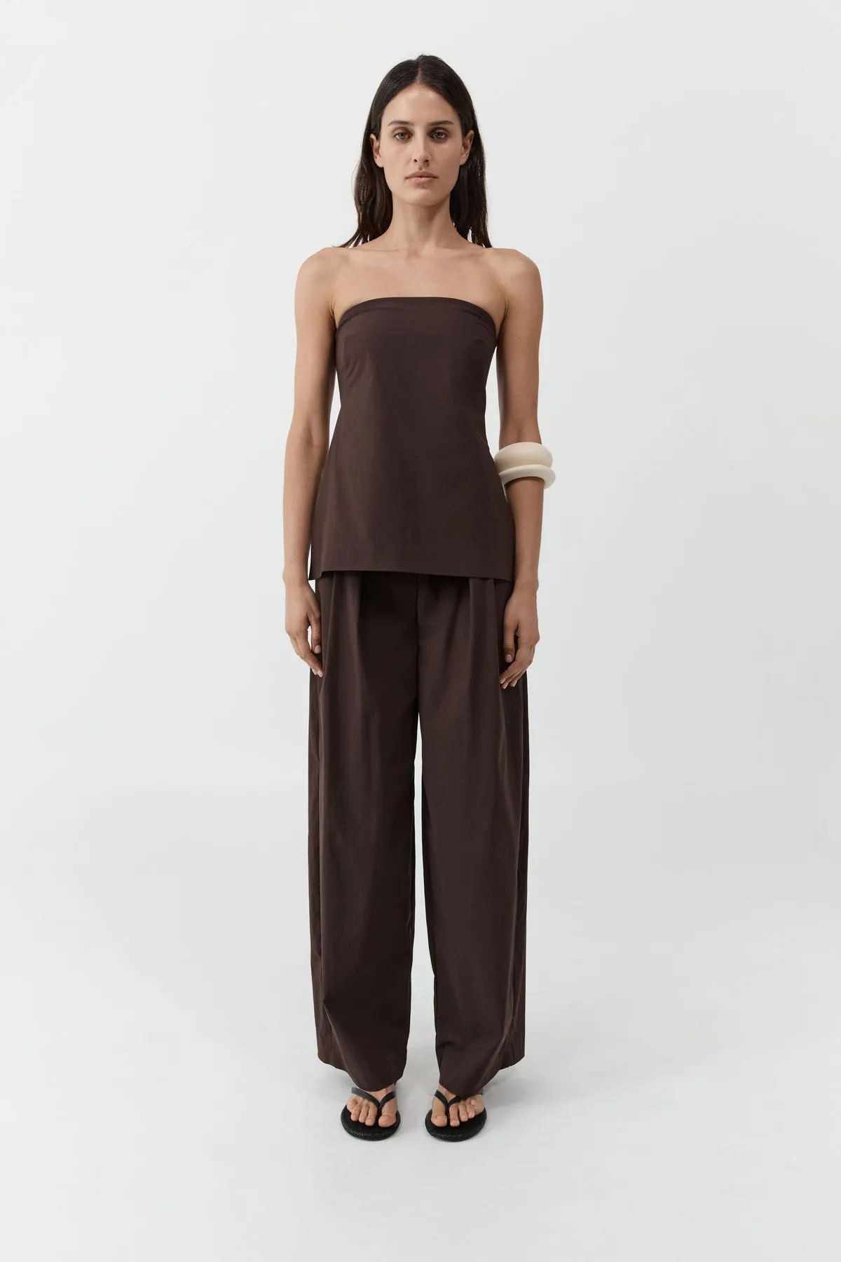 St Agni | Relaxed Pleat Pants - Bark sold by Sisters & Co product image thumbnail 3