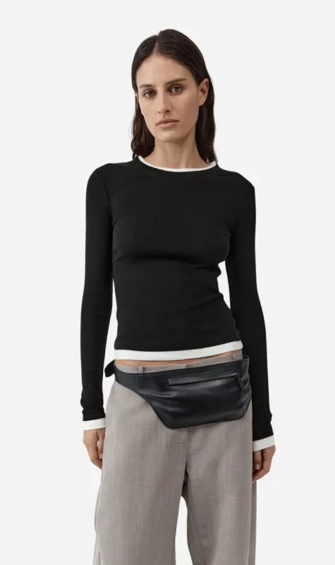 St Agni | Organic Cotton Layered Long Sleeve Top - Jet Black made by St. Agni