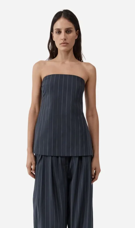 St Agni | Strapless Rouleau Tie Top - Ink Stripe made by St. Agni
