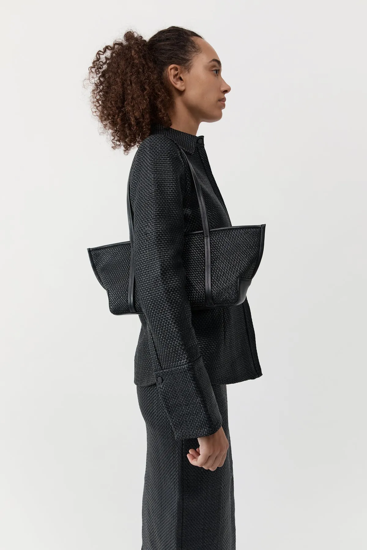St Agni | Woven Slim Bateau Tote - Black sold by Sisters & Co product image thumbnail 3