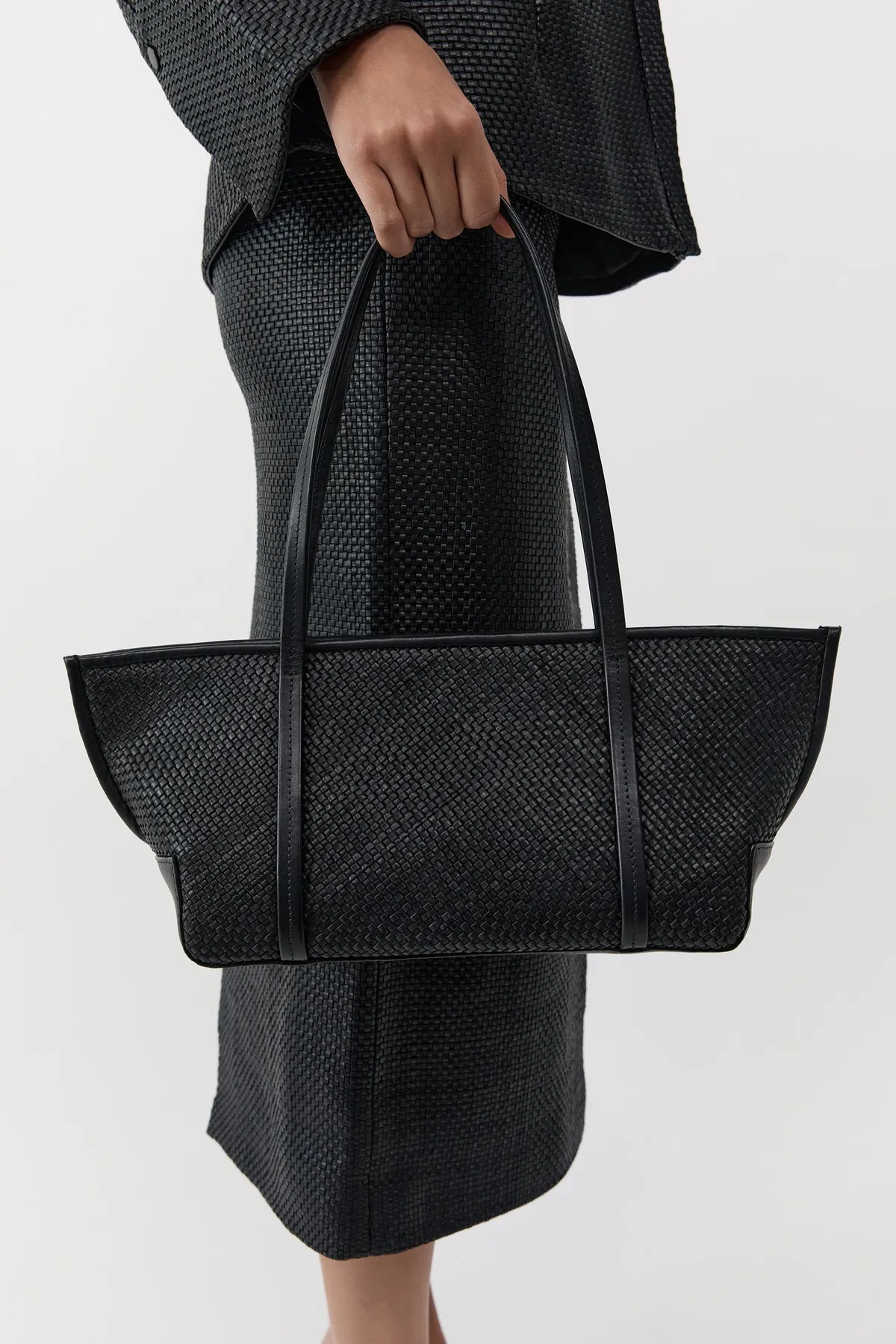St Agni | Woven Slim Bateau Tote - Black sold by Sisters & Co product image thumbnail 2