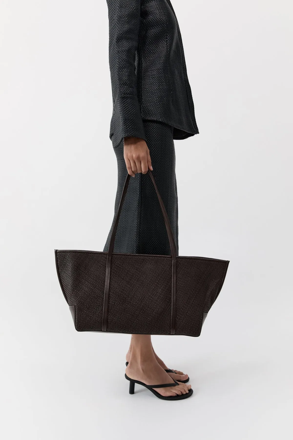 St Agni | Woven Bateau Tote - Coffee sold by Sisters & Co product image thumbnail 5