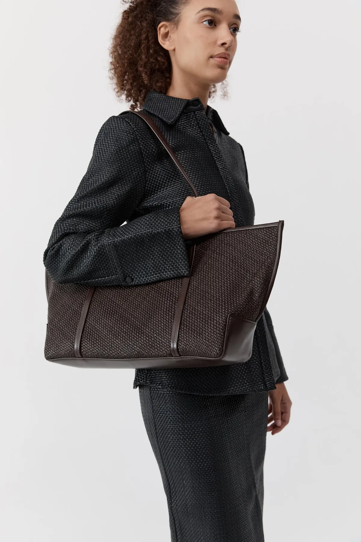 St Agni | Woven Bateau Tote - Coffee sold by Sisters & Co product image thumbnail 2