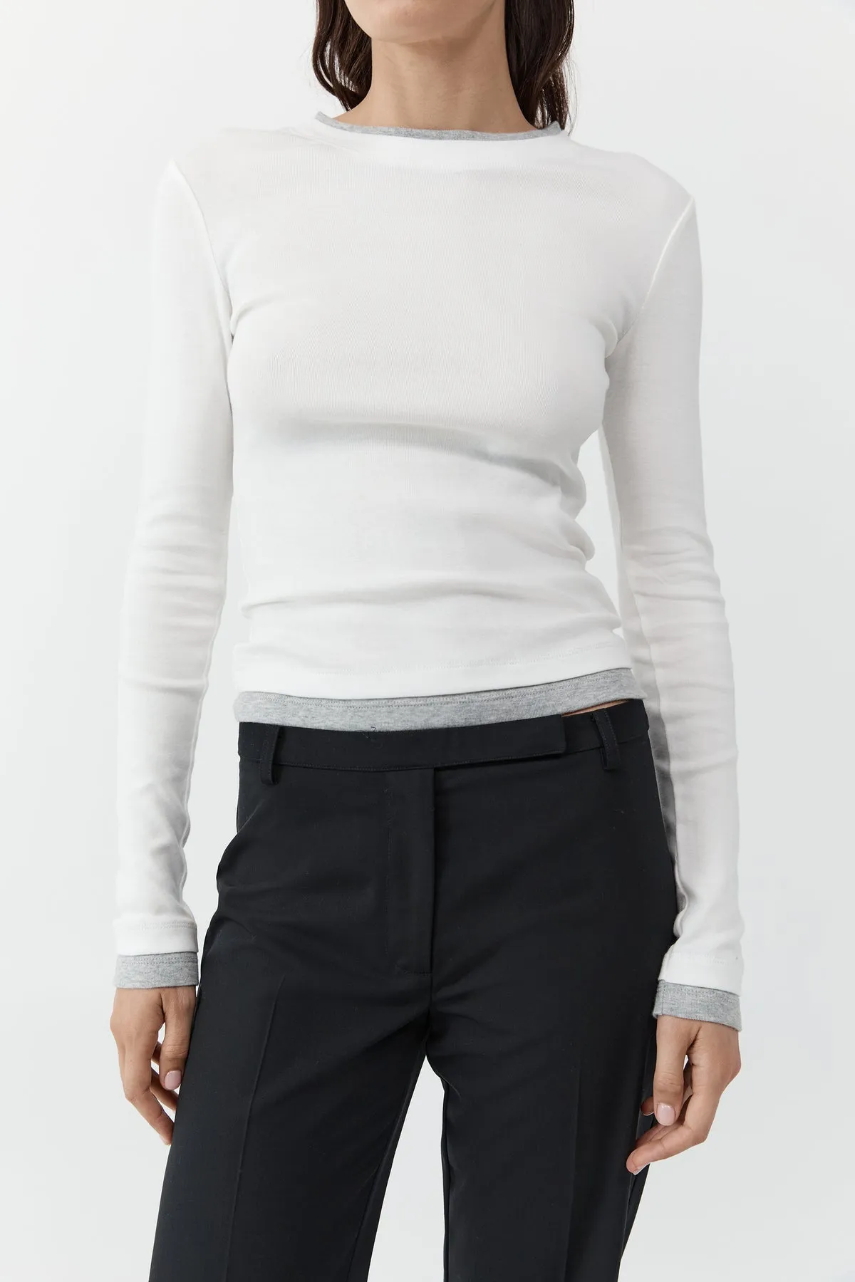 St Agni | Organic Cotton Layered Long Sleeve Top - White sold by Sisters & Co product image thumbnail 5