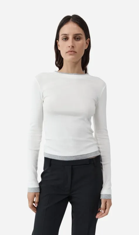 St Agni | Organic Cotton Layered Long Sleeve Top - White made by St. Agni