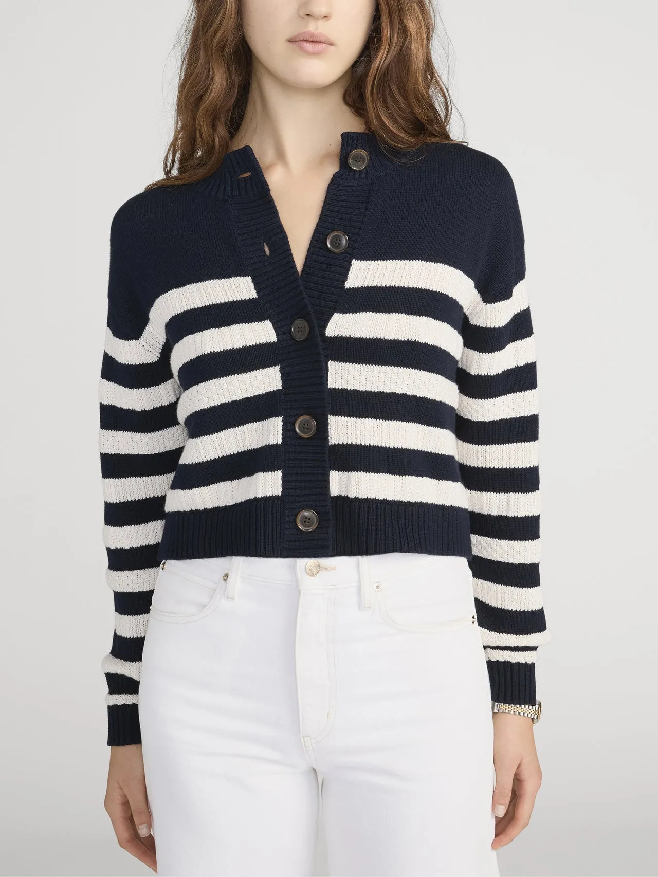 Frame Denim | The Variation Femme Cardi - Navy Multi sold by Sisters & Co product image thumbnail 2