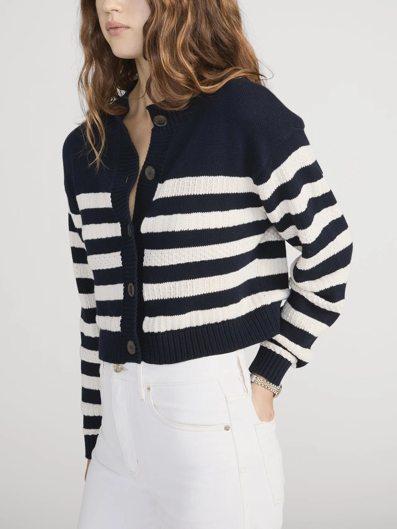 Frame Denim | The Variation Femme Cardi - Navy Multi sold by Sisters & Co product image thumbnail 3
