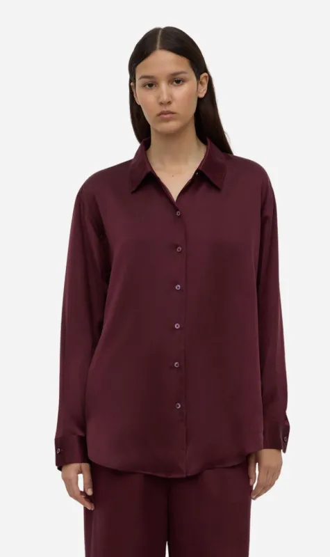 Assembly Label | Pippa Silk Long Sleeve Shirt - Merlot made by Assembly Label