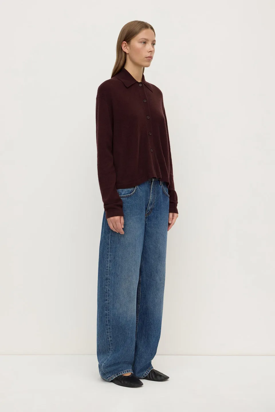 Assembly Label | Wool Cashmere Knit Cardigan - Dark Merlot sold by Sisters & Co product image thumbnail 3