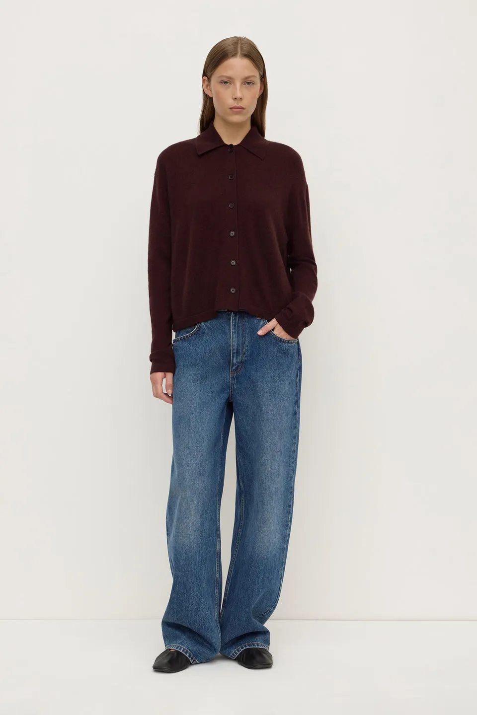 Assembly Label | Wool Cashmere Knit Cardigan - Dark Merlot sold by Sisters & Co product image thumbnail 2