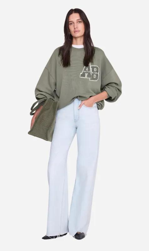 Anine Bing | Miles Sweatshirt Letterman - Sage made by Anine Bing