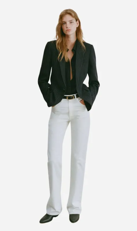 Nili Lotan | Anabel Tailored Jacket - Dark Navy Pinstripe made by Nili Lotan